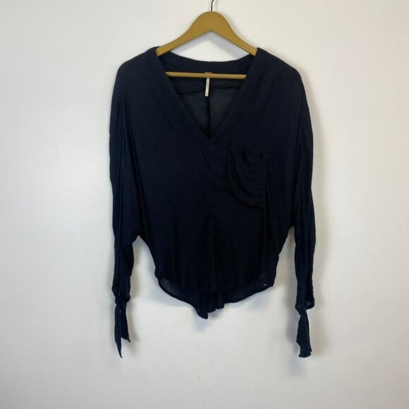 Free People Morning Dolman Sleeve Black Guaze Top - Picture 11 of 12